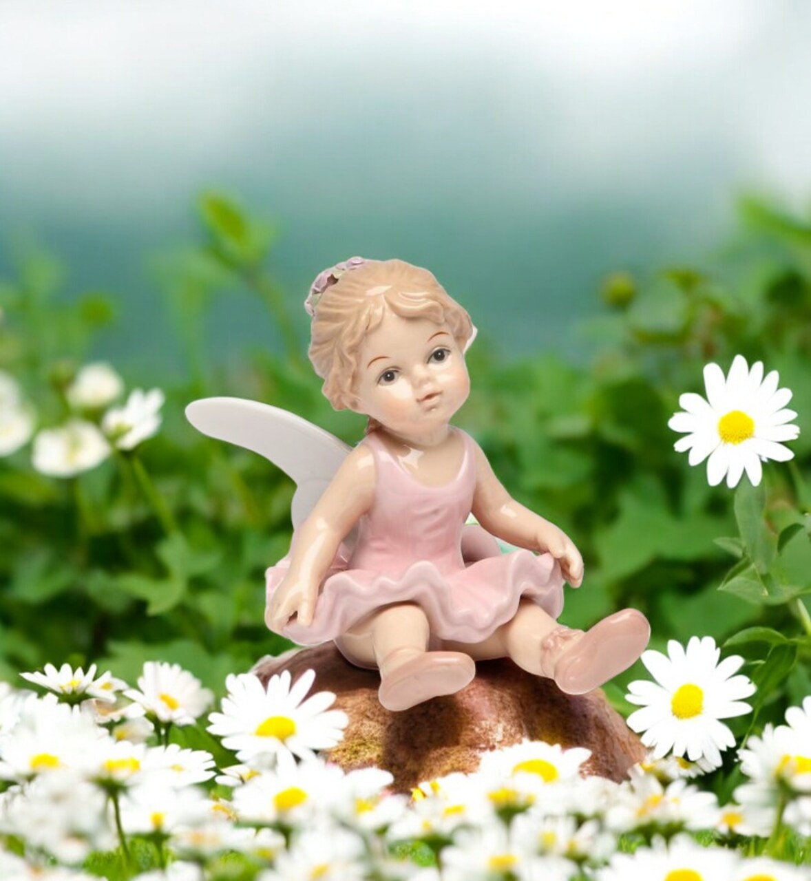 Ceramic Ballerina Girl in Pink Sitting Down Figurine, Ballet Dancer Gift, Gift for Daughter, Gift for Her